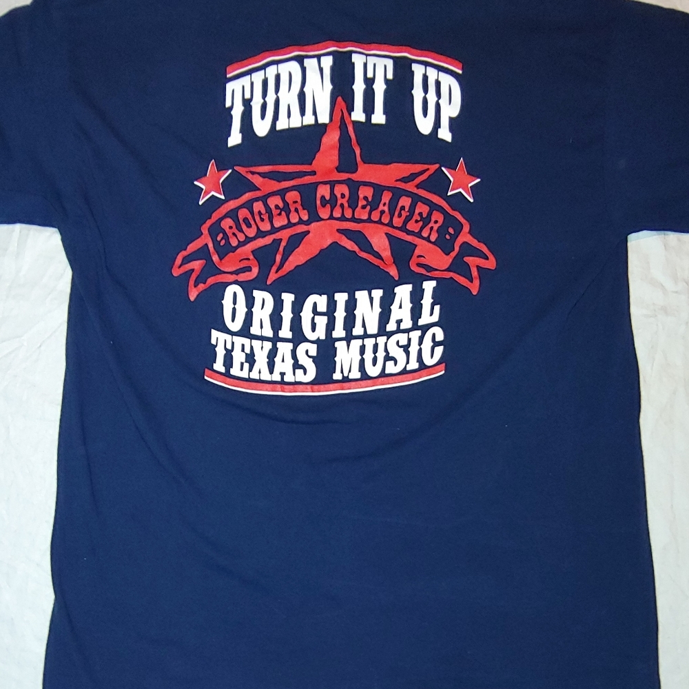Roger Creage Men's Vintage Blue Concert Tee TURN IT UP Texas Music Large